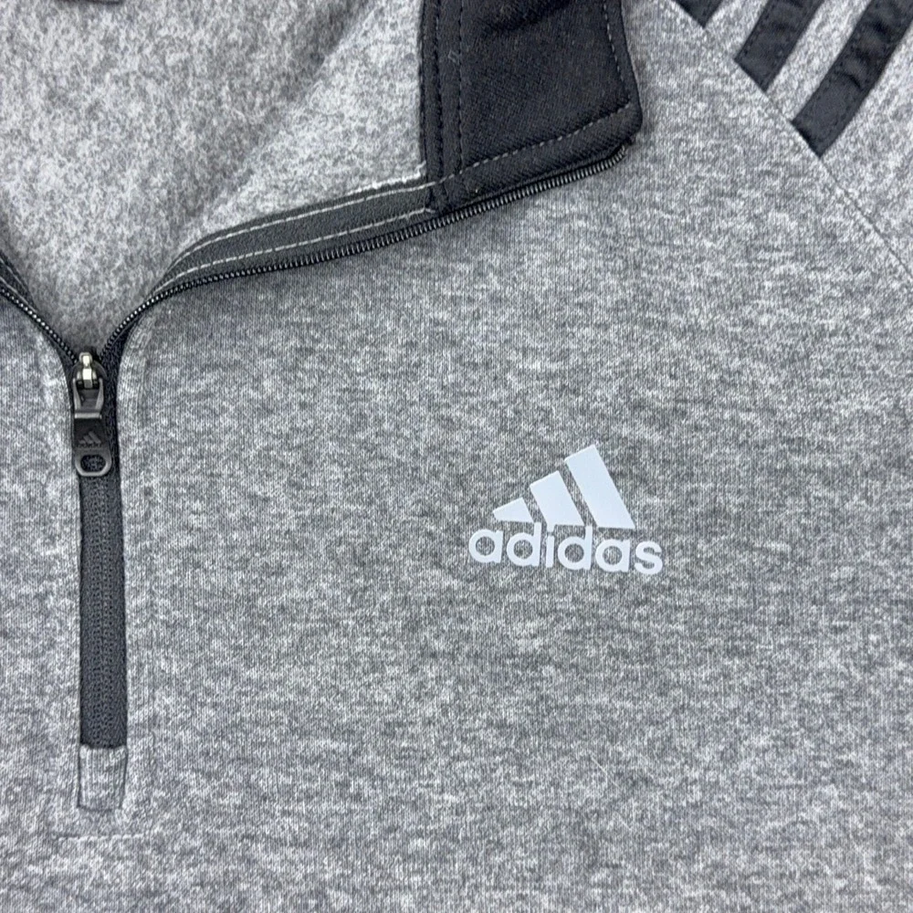 Adidas Golf Pullover Mens Medium Gray 1/4 Zip Fleece Lined Athletic Performance